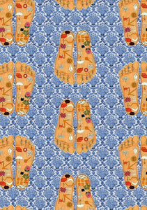 Frangipani Dress Lotus Feet Blue