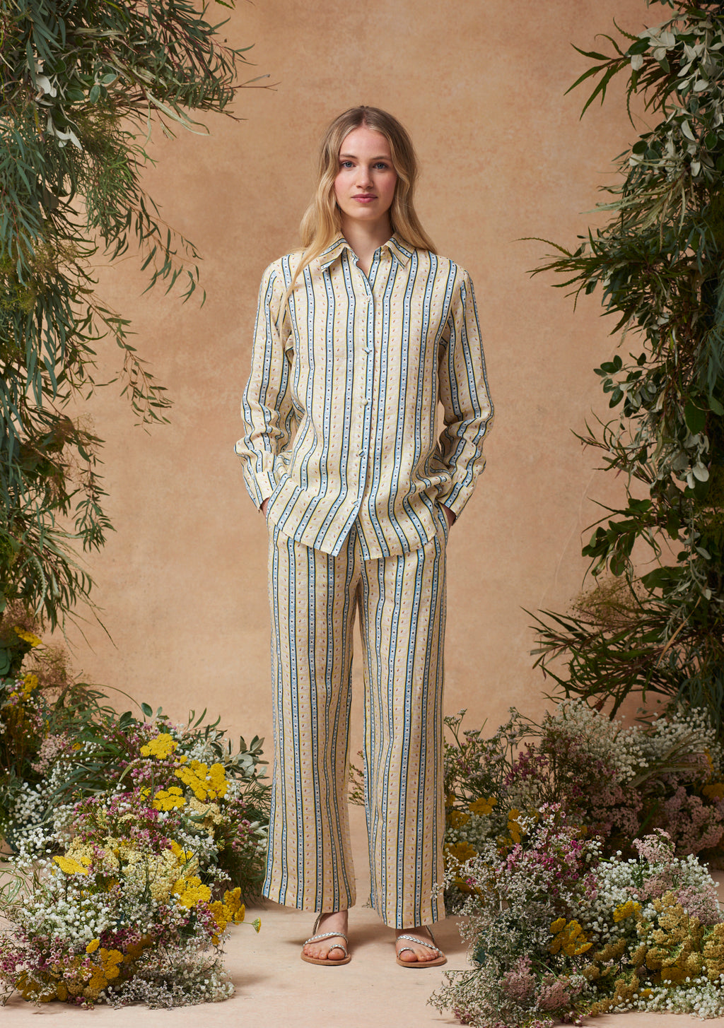 Leo Pants Swan Stripe Buttercup