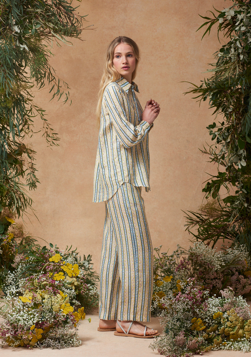 Fern Shirt Swan Stripe Buttercup