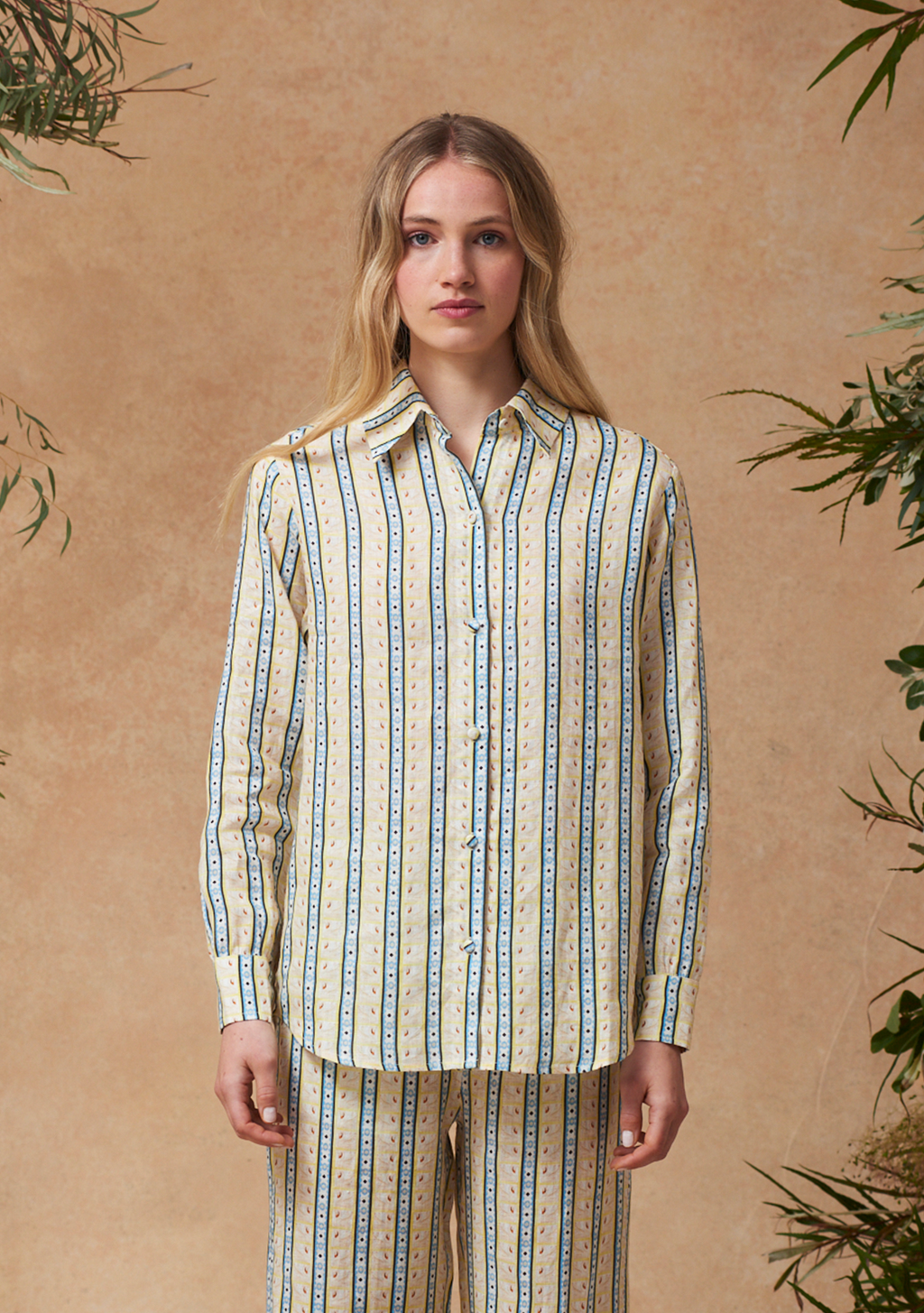 Fern Shirt Swan Stripe Buttercup