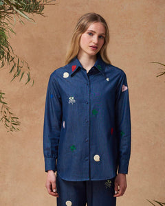 Fern Shirt with Lucky Embroidery