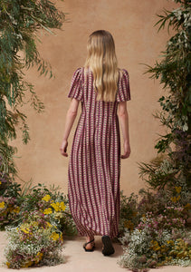 Lisa Dress Swan Stripe Fuchsia