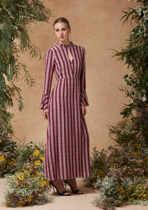 Madalena Dress Swan Stripe Fuchsia