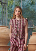 Poppy Gilet Swan Stripe Fuchsia