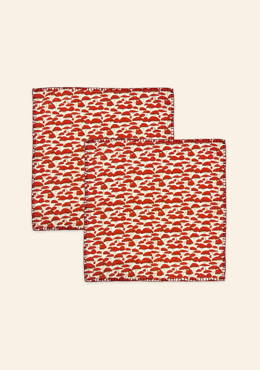 Red Mushroom Napkins | Set of Two