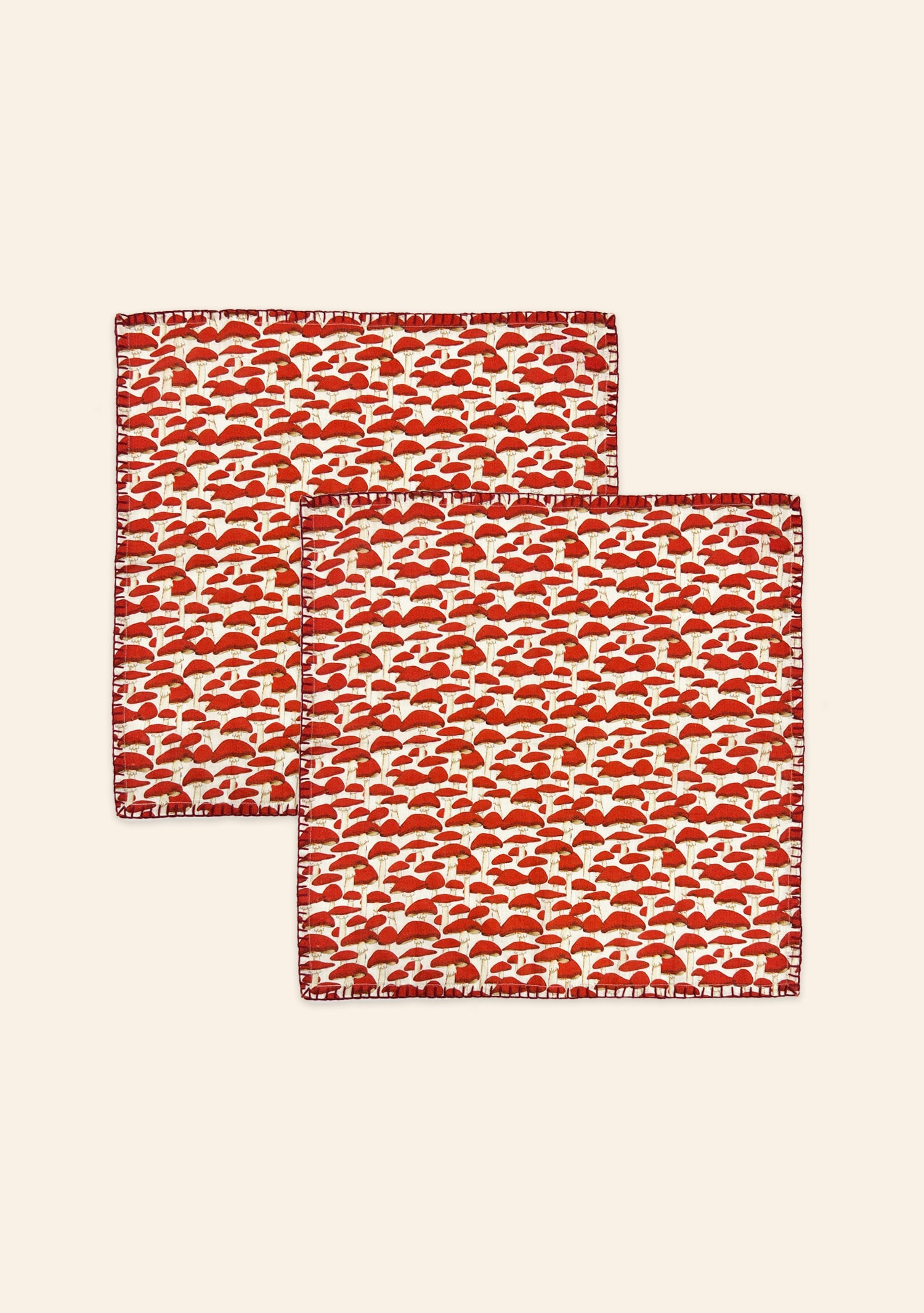 Red Mushroom Napkins | Set of Two