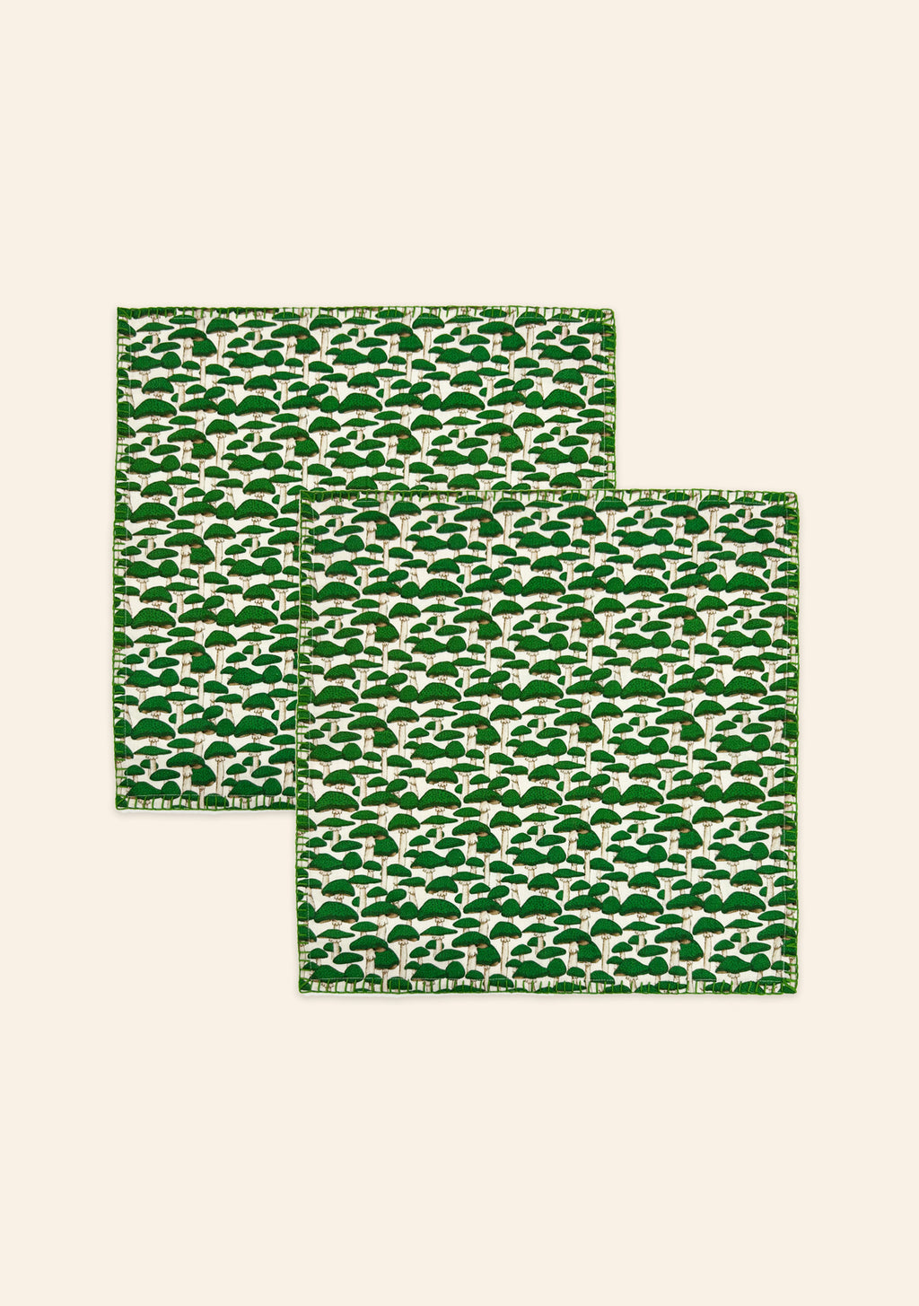 Green Mushroom Napkins | Set of Two