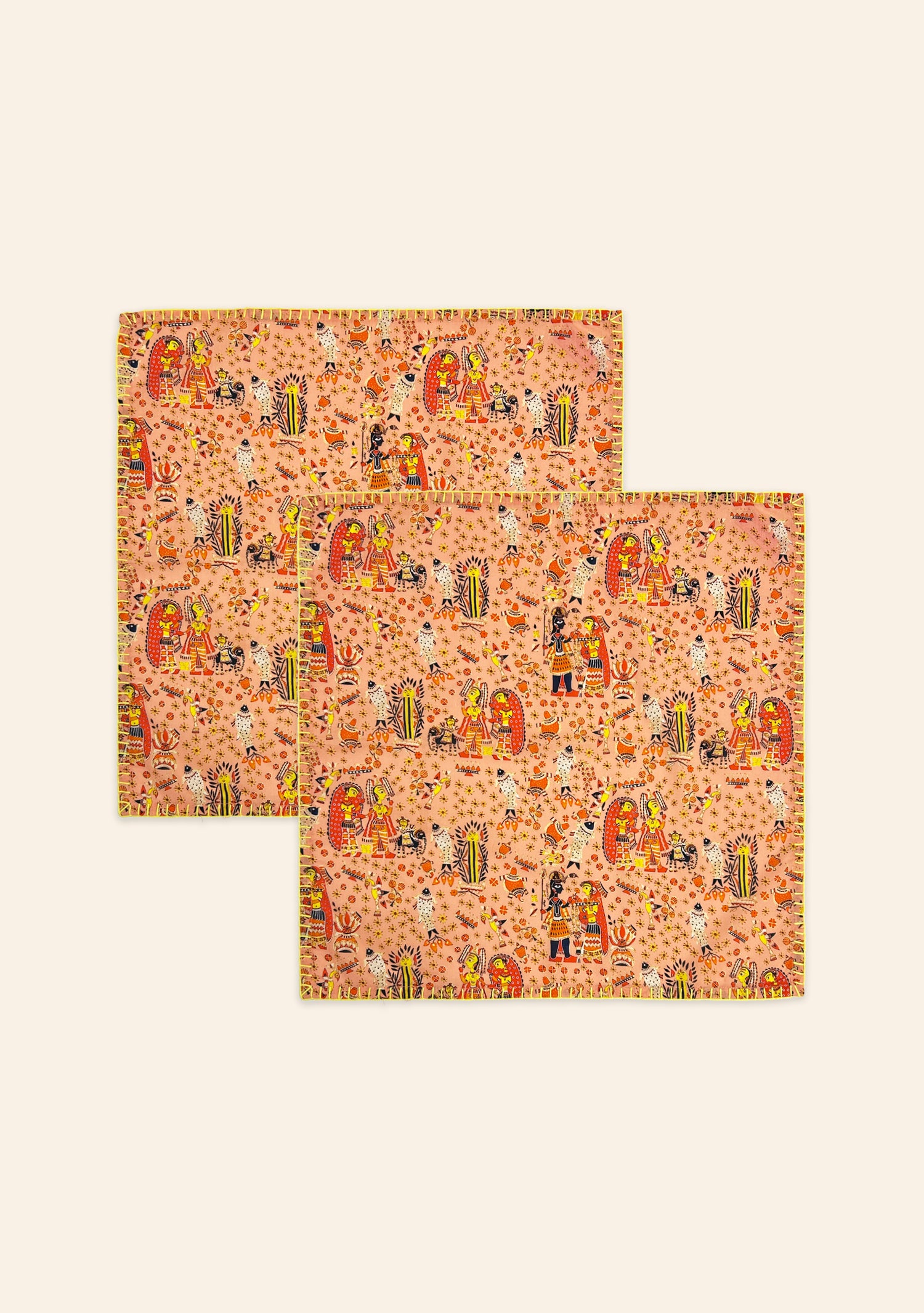 Bihar Blessings Peach Napkins | Set of Two