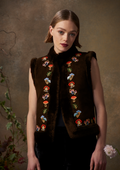 Mimi Gilet Chocolate Suede with Mushroom Embroidery