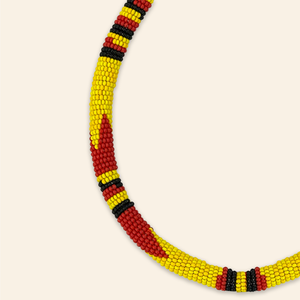 Beaded Necklace Yellow with Red