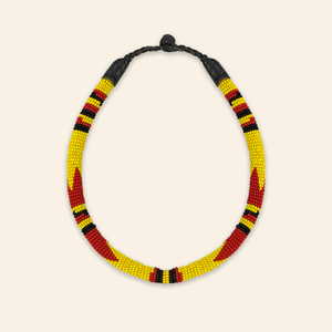 Beaded Necklace Yellow with Red