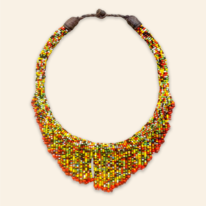 Beaded Fringe Necklace Multi