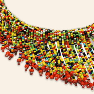 Beaded Fringe Necklace Multi