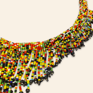 Beaded Fringe Necklace Multi