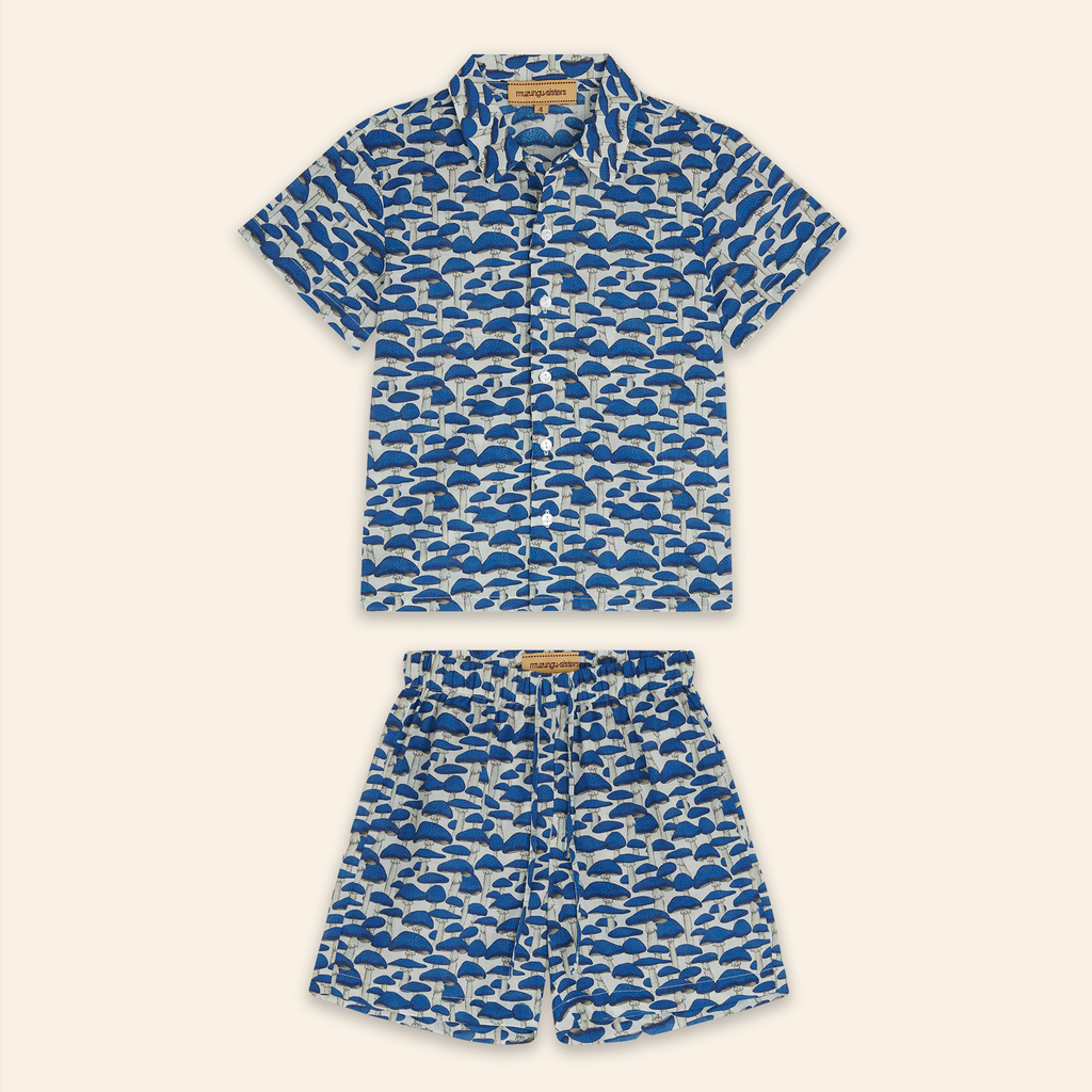 Kids Aryo Shirt and Otto Shorts Blue Mushroom