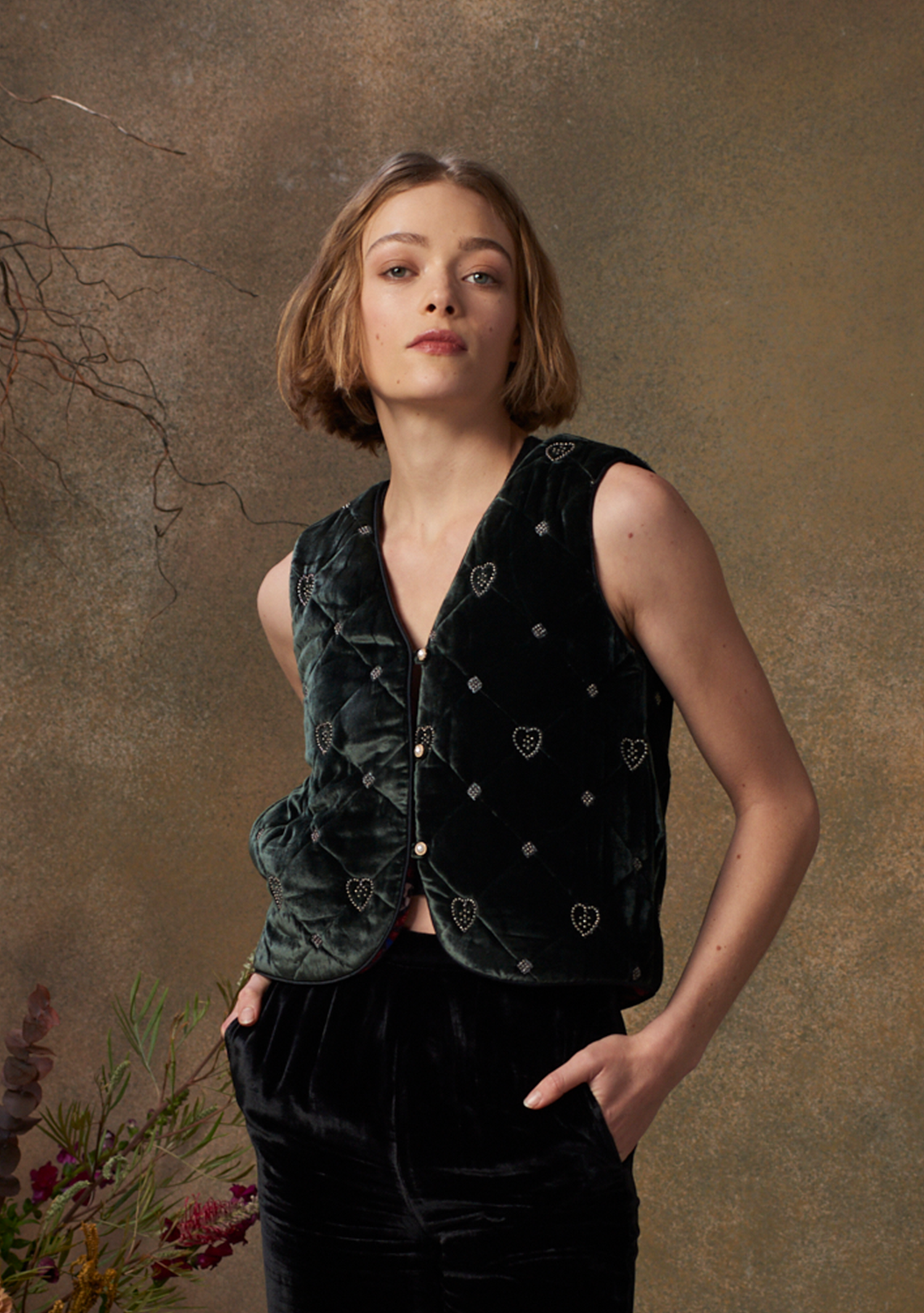 Gigi Gilet Steel Grey Velvet