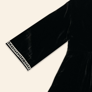 Kids Mia Dress Black Velvet with Heart Embroidery