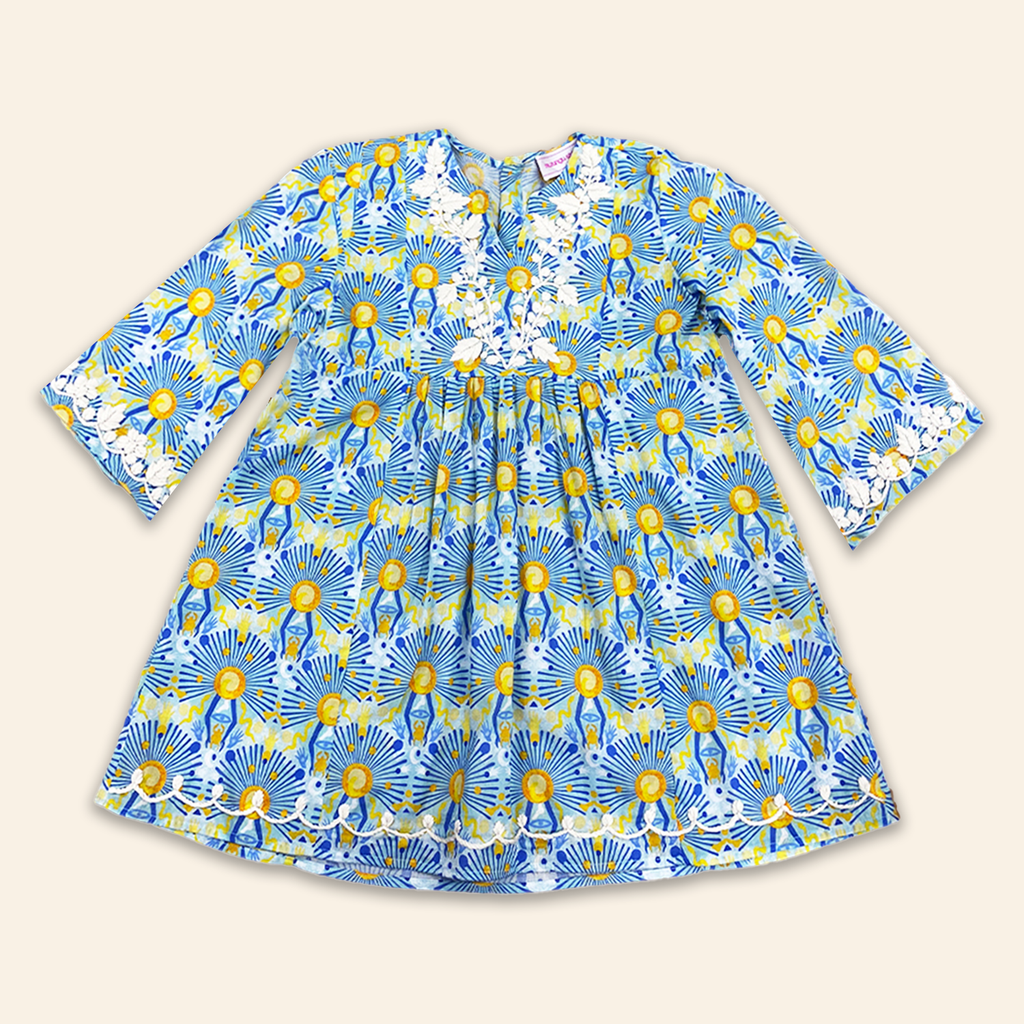 Kids Mia Dress Sunburst Blue