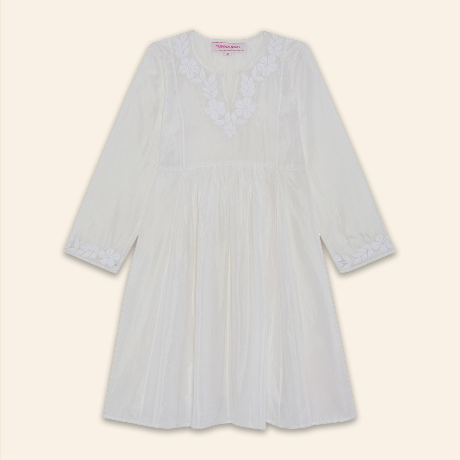Kids Embroidered Dress White