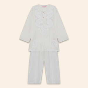 Kids Embroidered Kurta White