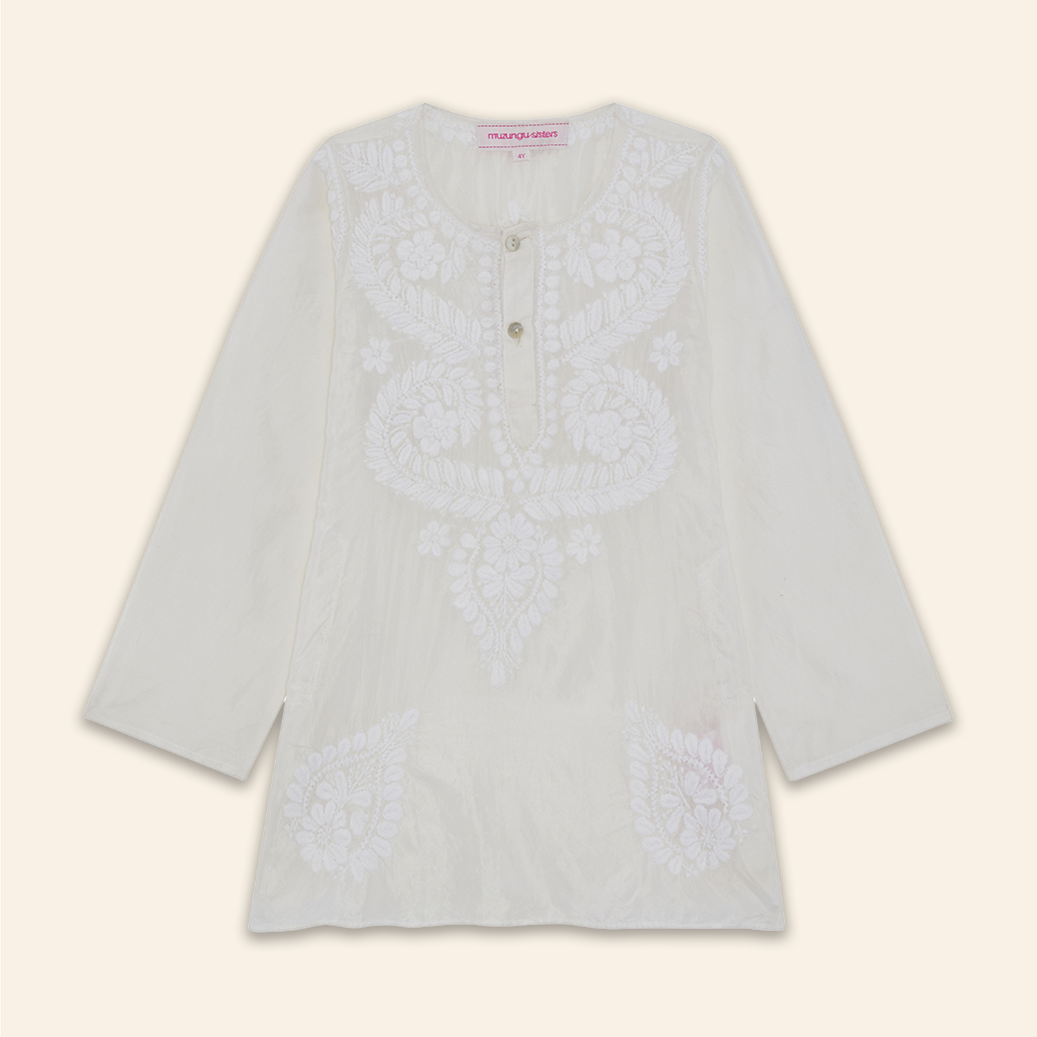 Kids Embroidered Kurta White