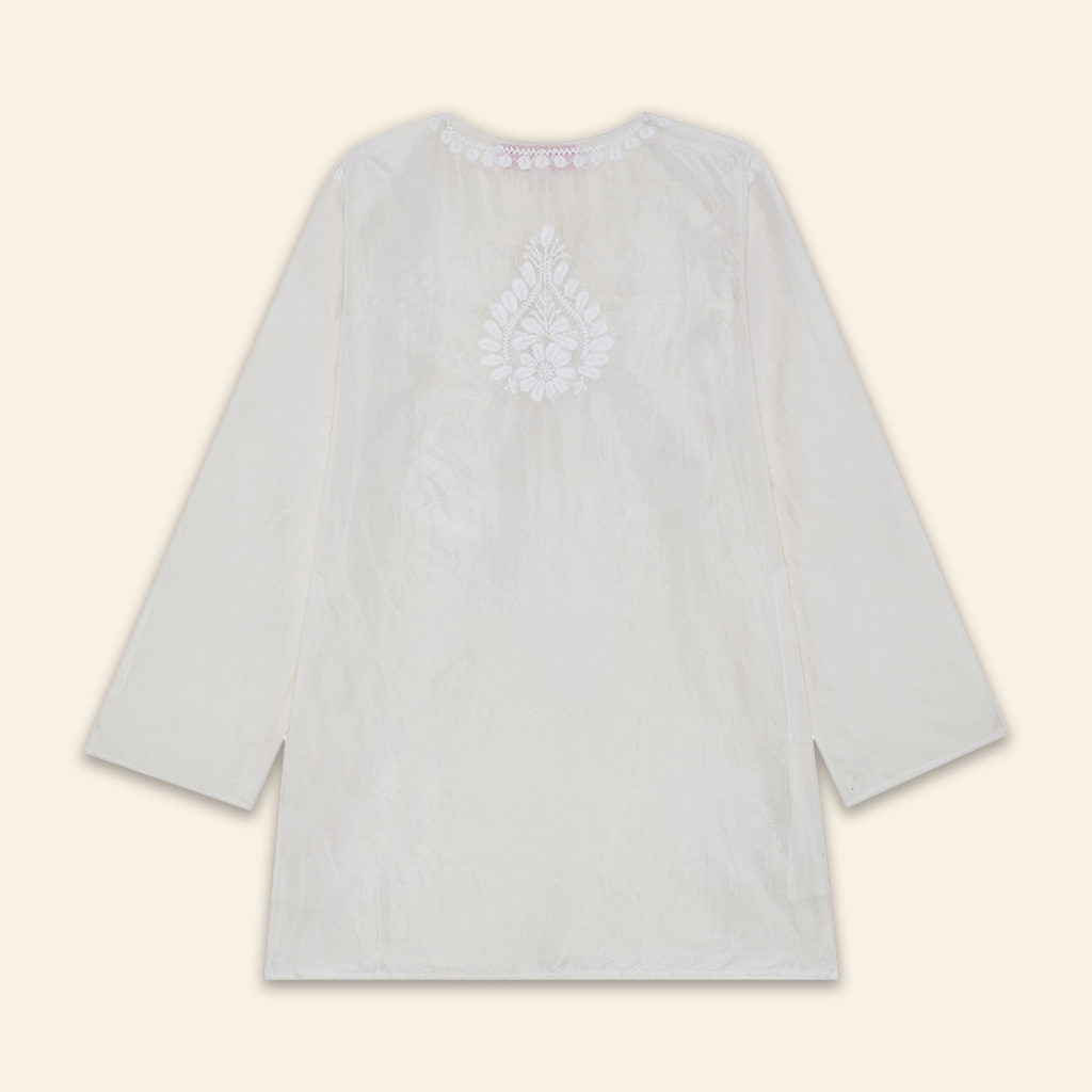 Kids Embroidered Kurta White