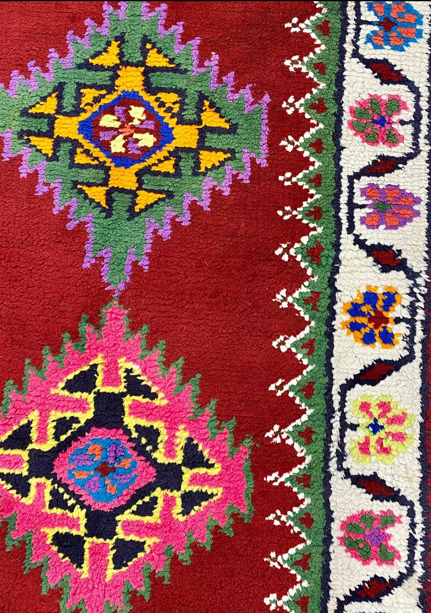 Turkish Hand Knotted Rug Burgundy with Multi