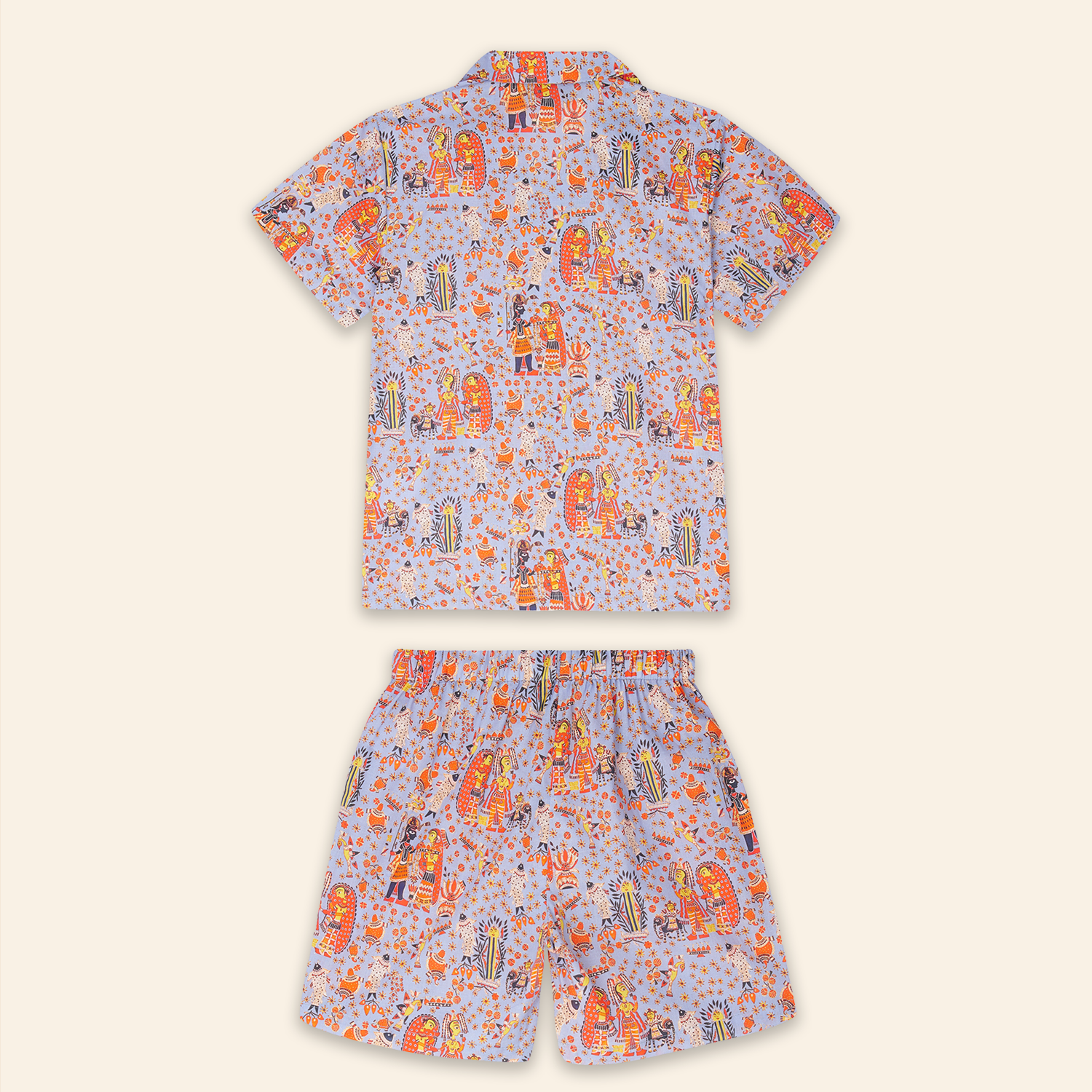 Kids Aryo Shirt and Otto Shorts Bihar Blessings Periwinkle