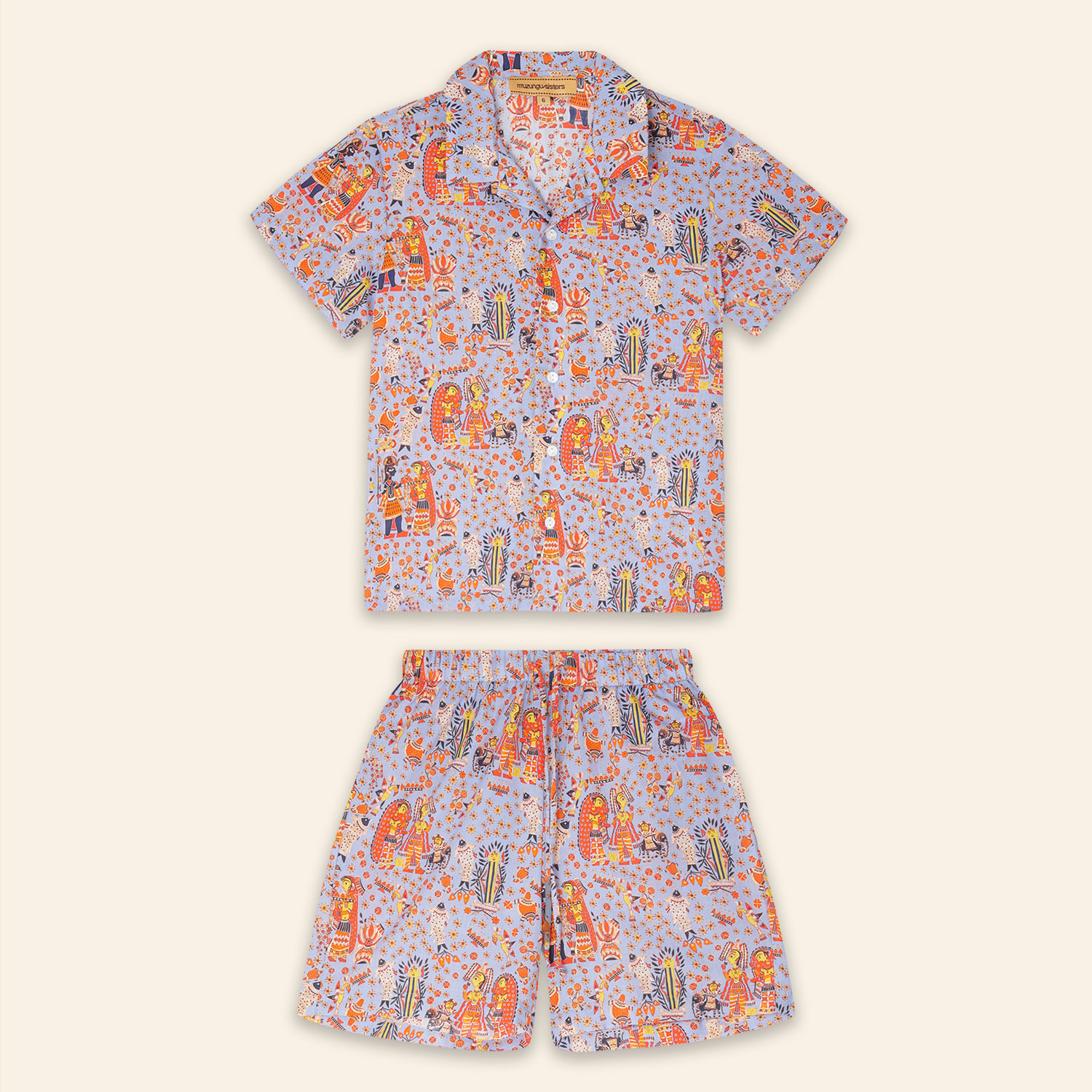 Kids Aryo Shirt and Otto Shorts Bihar Blessings Periwinkle