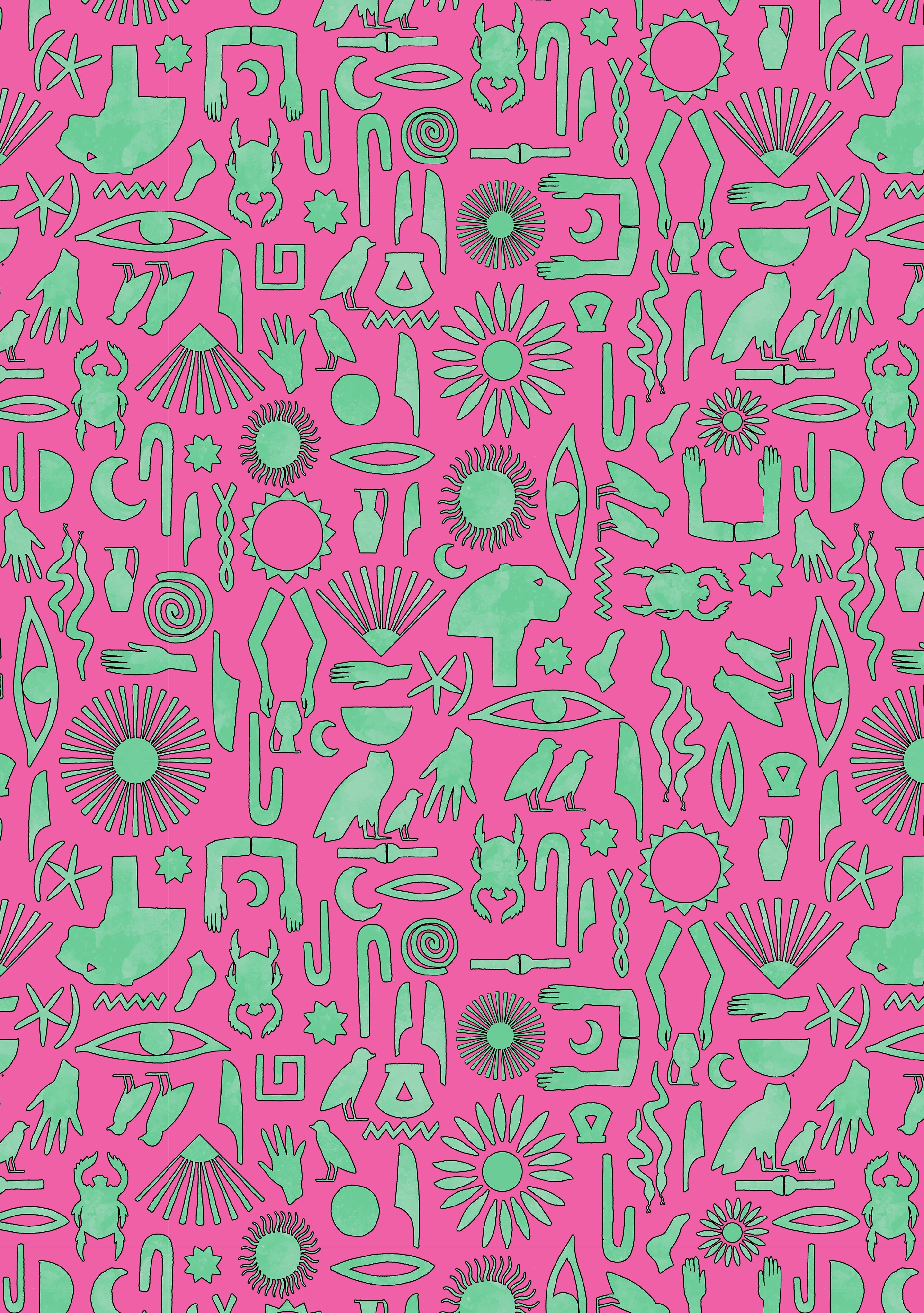 Kids Aryo Shirt and Otto Shorts Hieroglyph Fuchsia