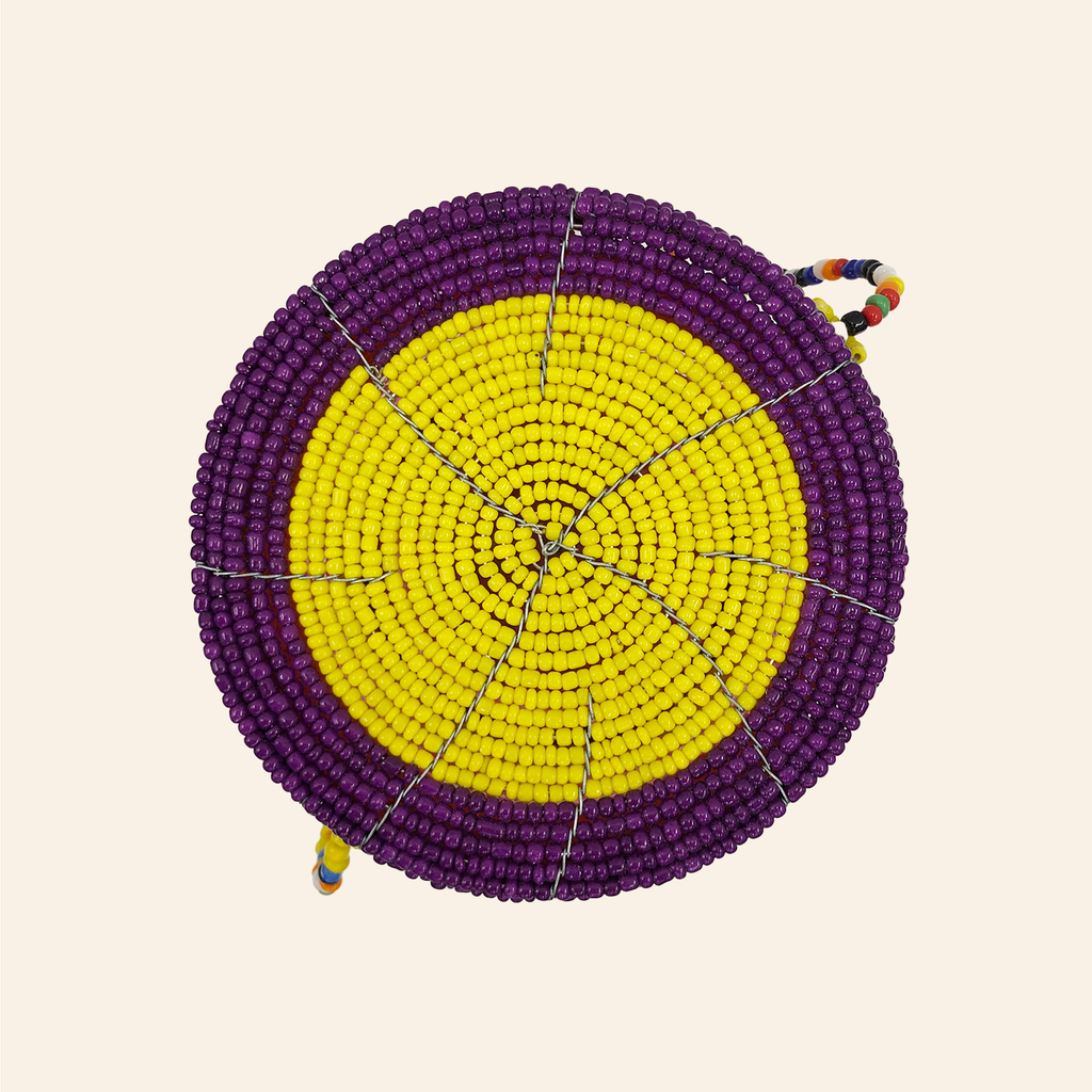 Harare Beaded Bag Purple with Yellow