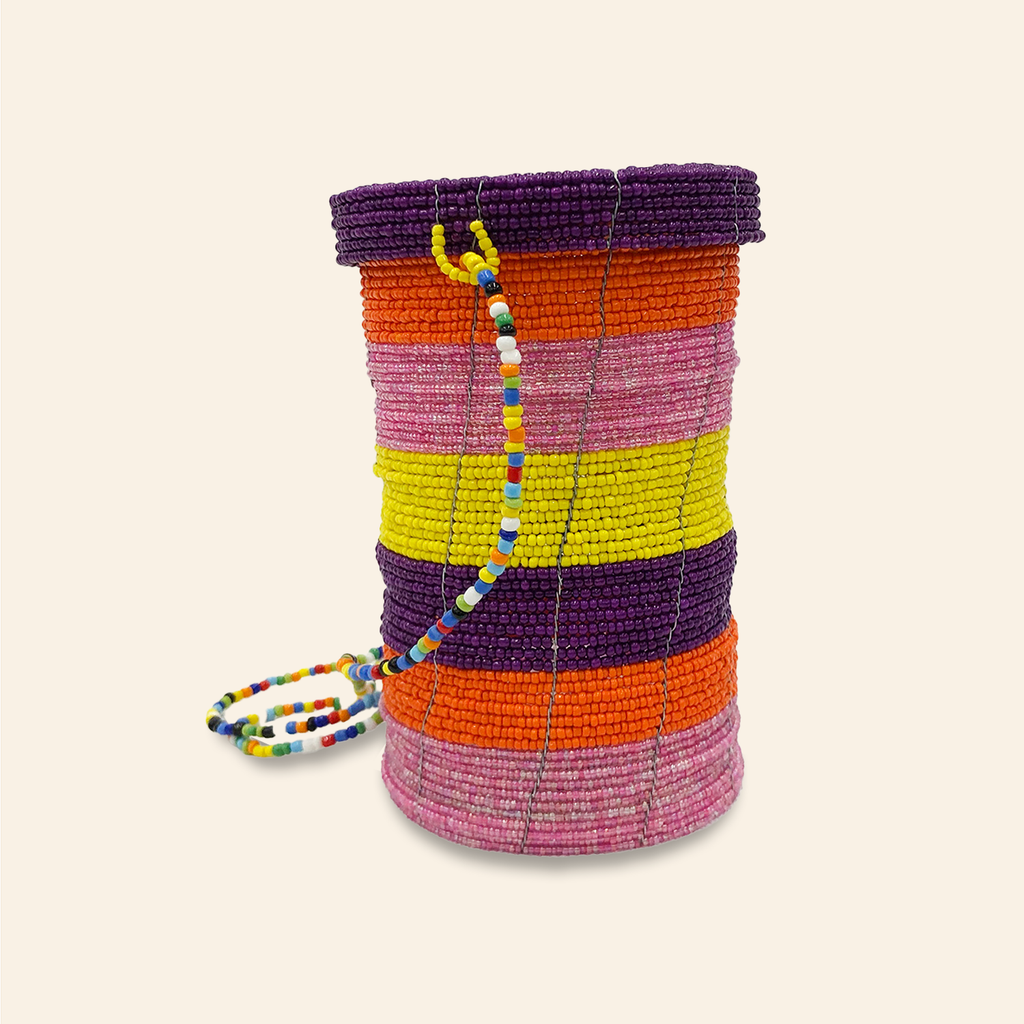 Harare Beaded Bag Purple with Yellow