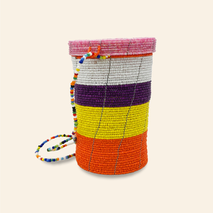 Harare Beaded Bag Purple with Yellow