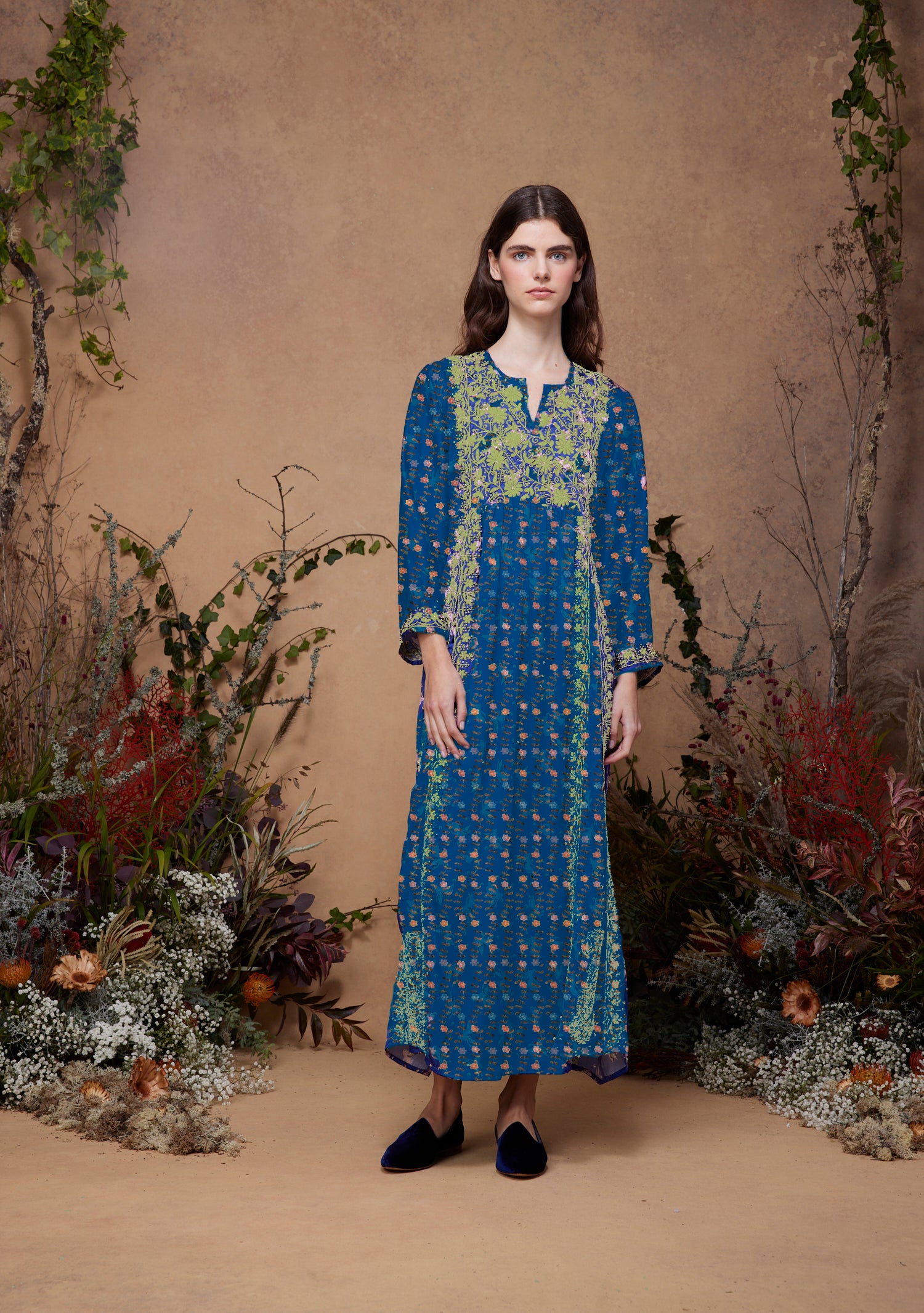 Silk Embroidered Dress Alpine Song