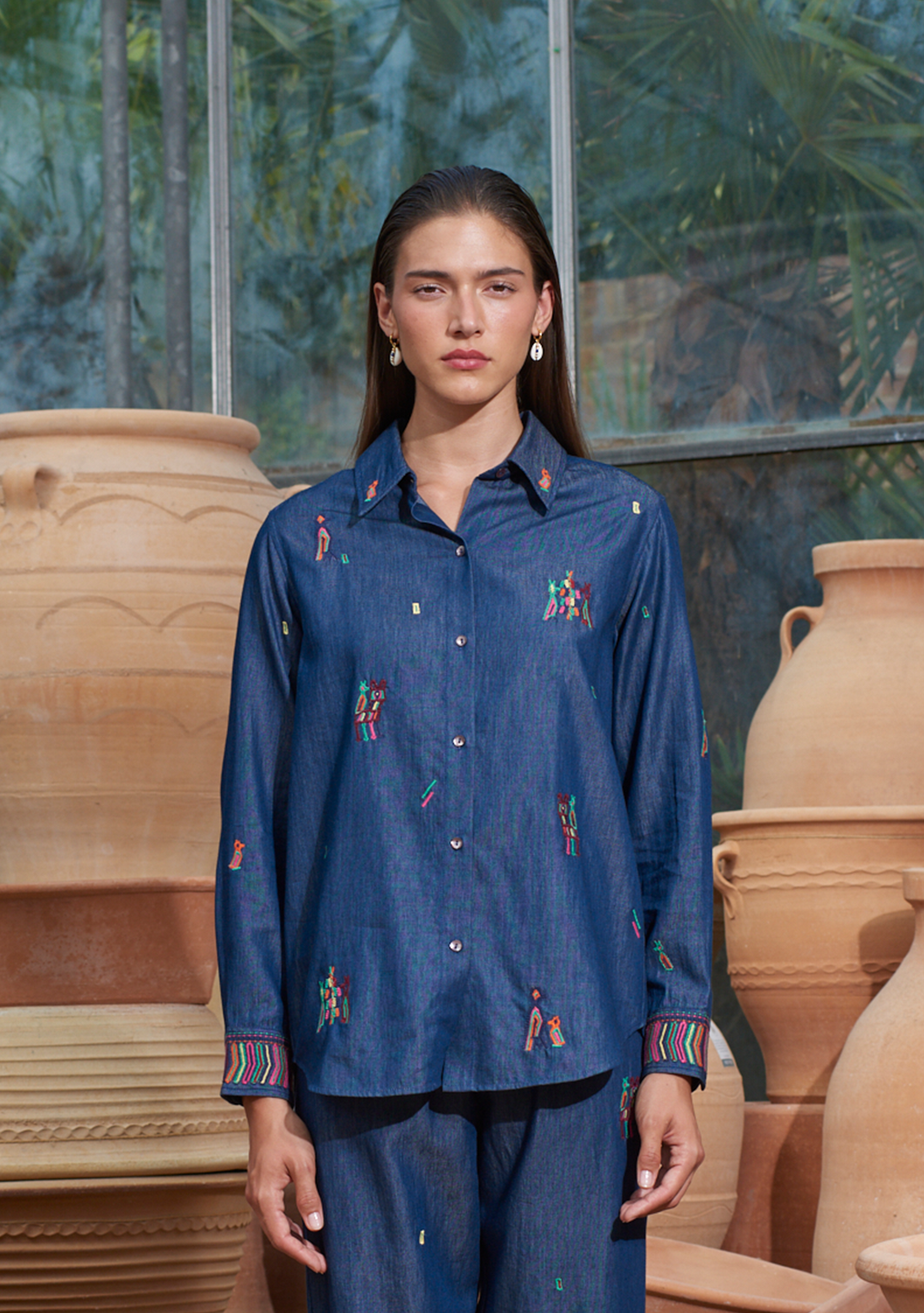 Fern Shirt with Folktale Embroidery