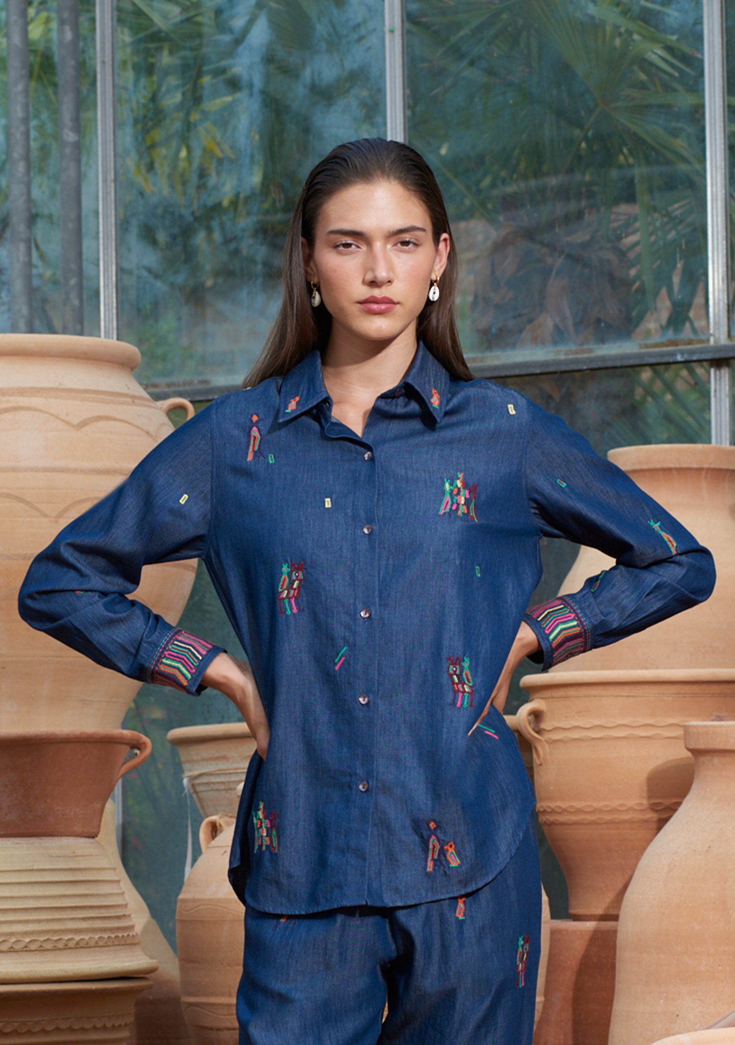 Fern Shirt with Folktale Embroidery