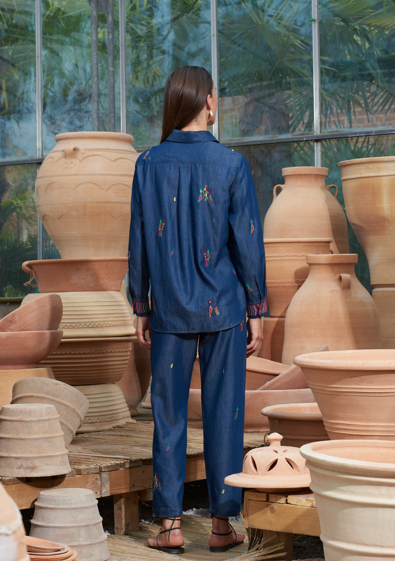 Fern Pants with Folktale Embroidery