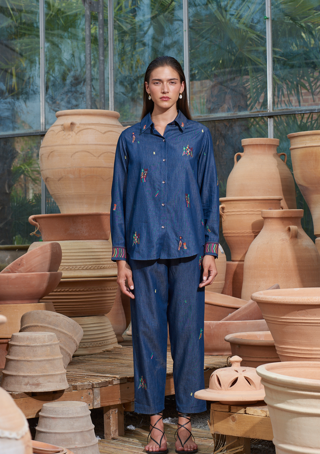 Fern Pants with Folktale Embroidery