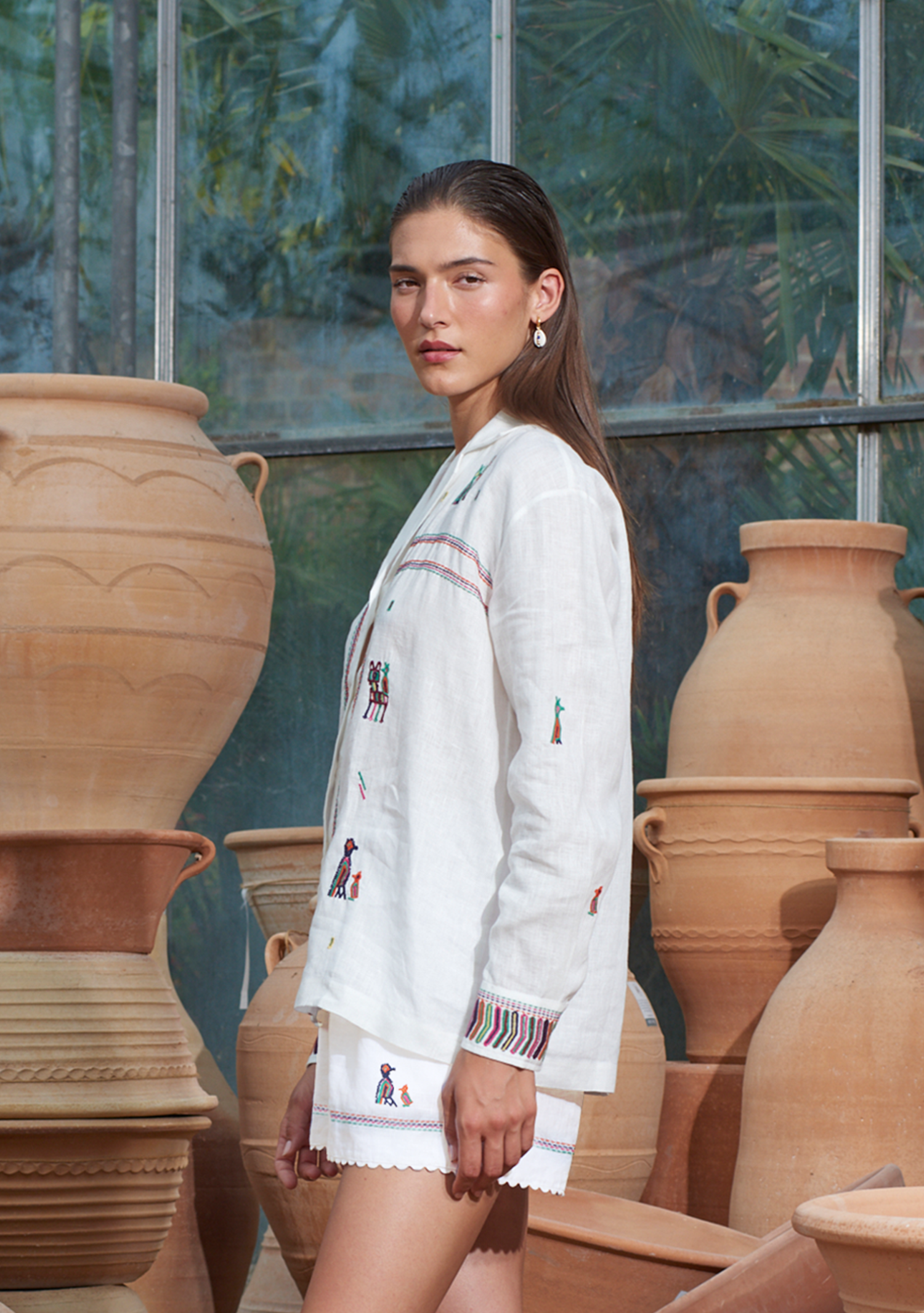 Eleni Shirt White with Folktale Embroidery