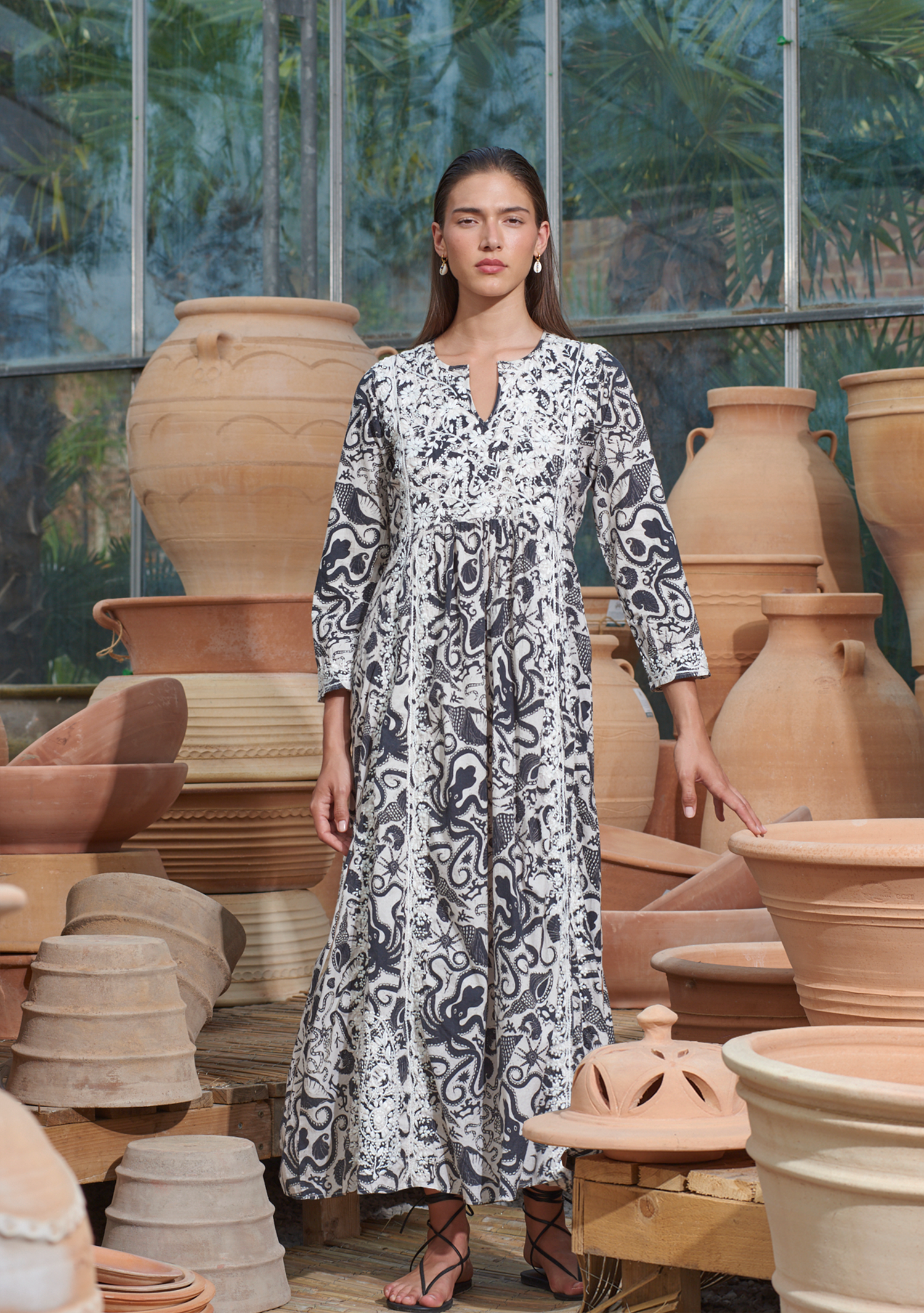 Cotton Embroidered Dress Octopus Friend