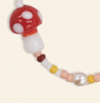 Glass Red Mushroom Beaded Necklace I