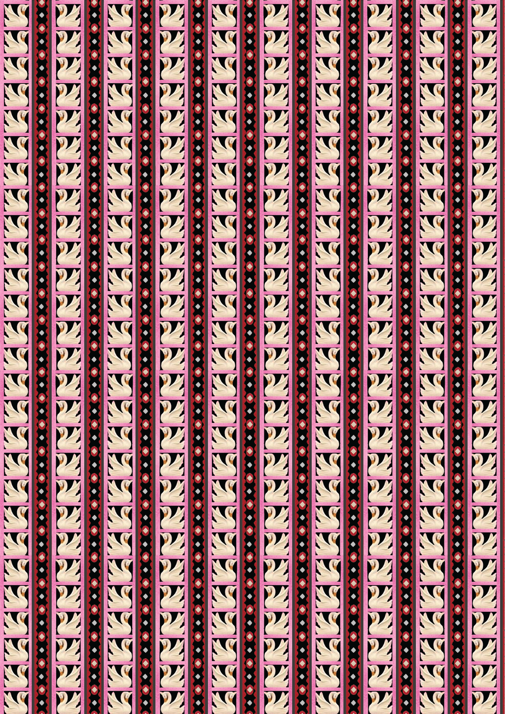 Eugenie Blouse Swan Stripe Fuchsia