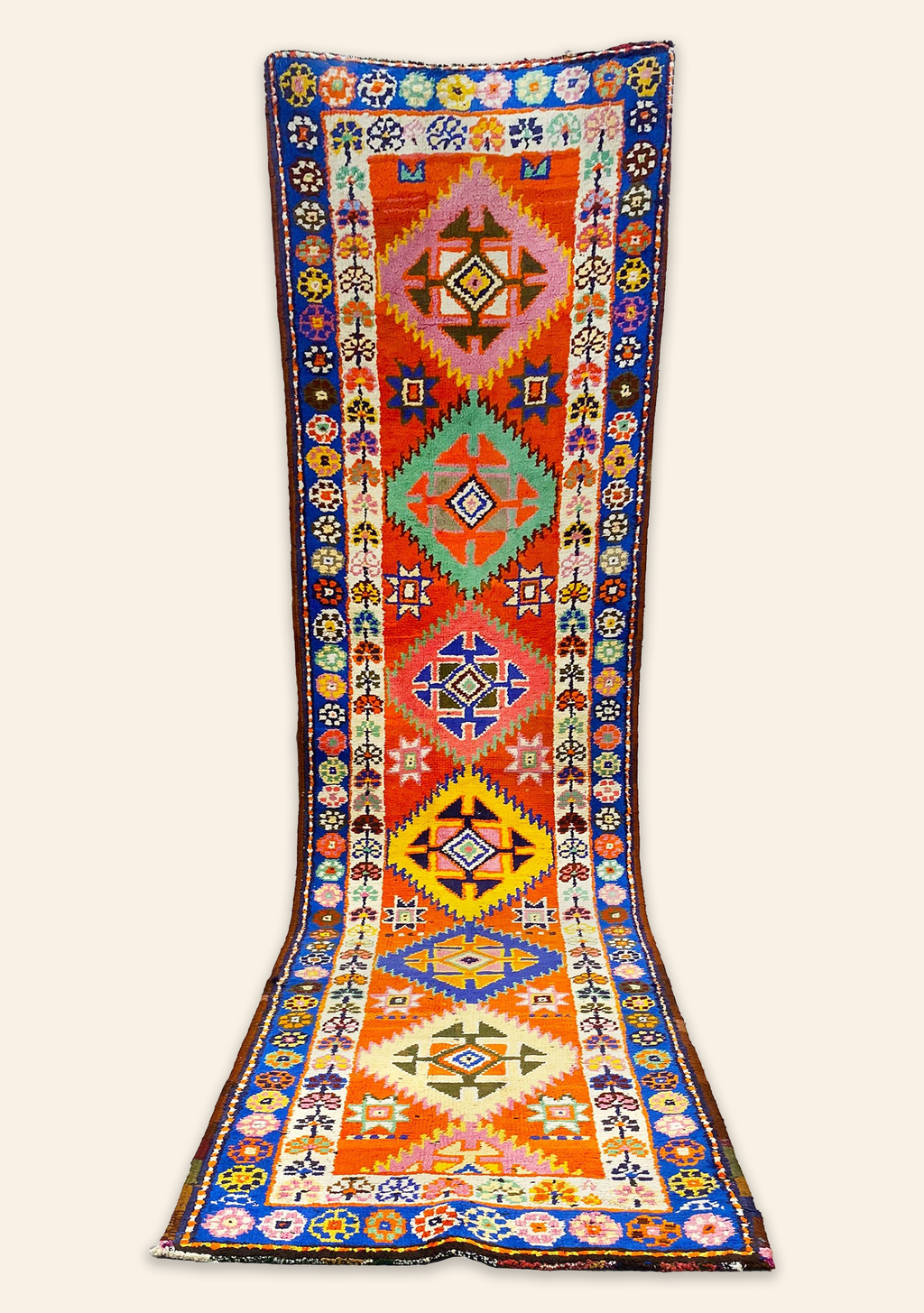 Turkish Hand Knotted Rug Orange with Multi