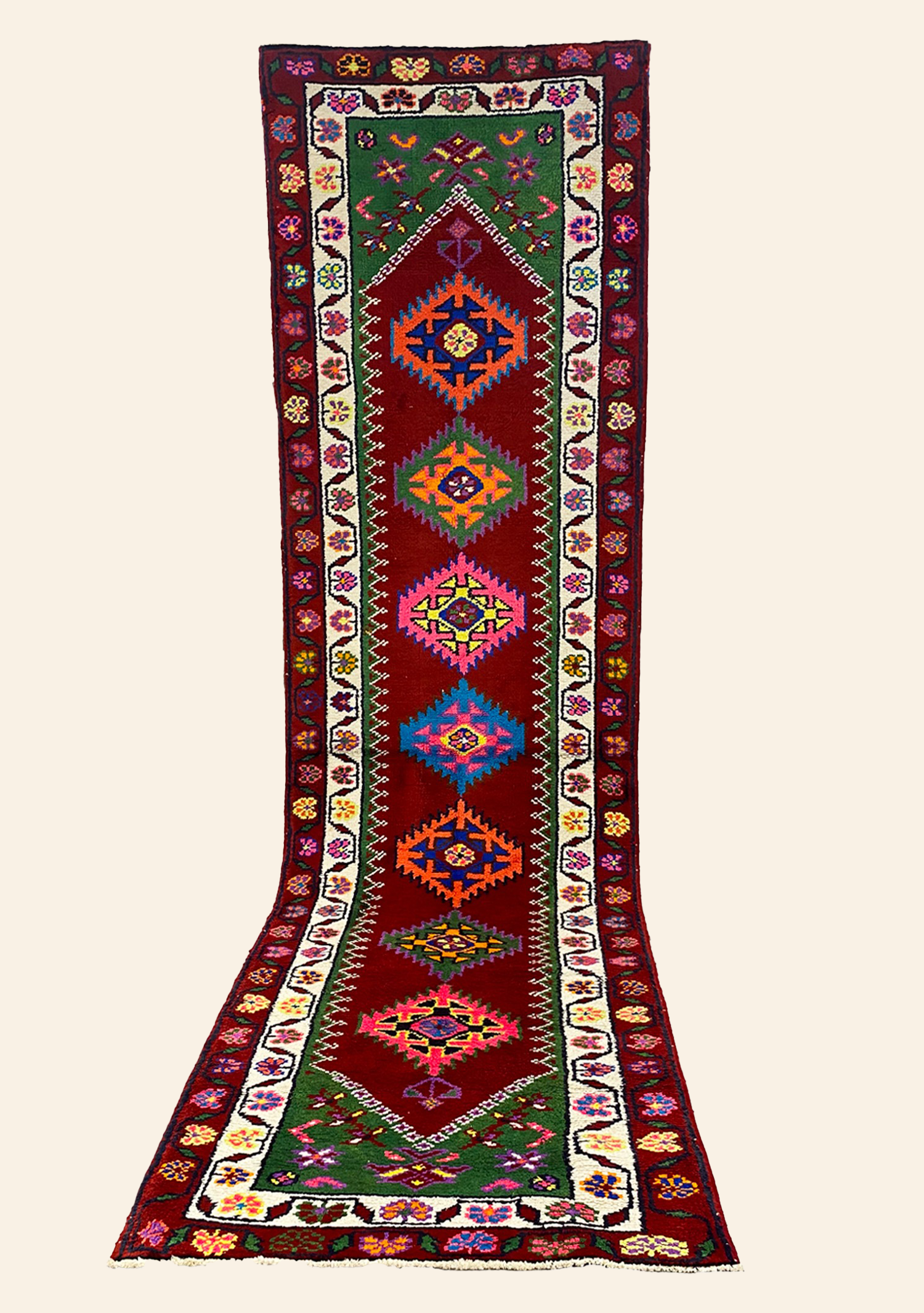 Turkish Hand Knotted Rug Burgundy with Multi
