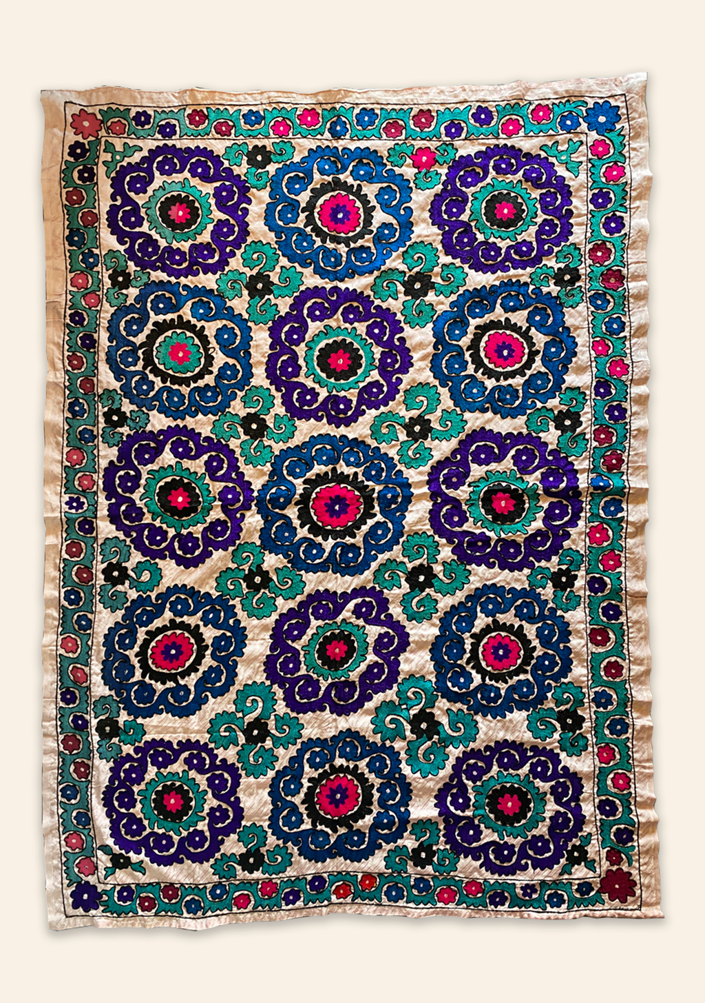 Uzbek Suzani Fabric Panel IV