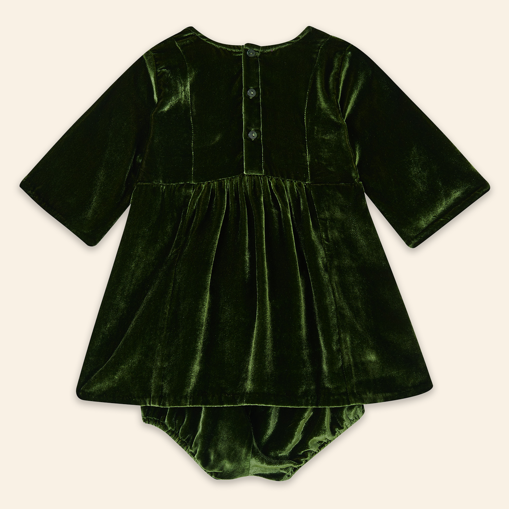Kids Mia Dress Green Velvet
