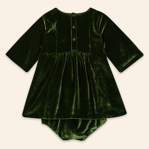 Kids Mia Dress Green Velvet