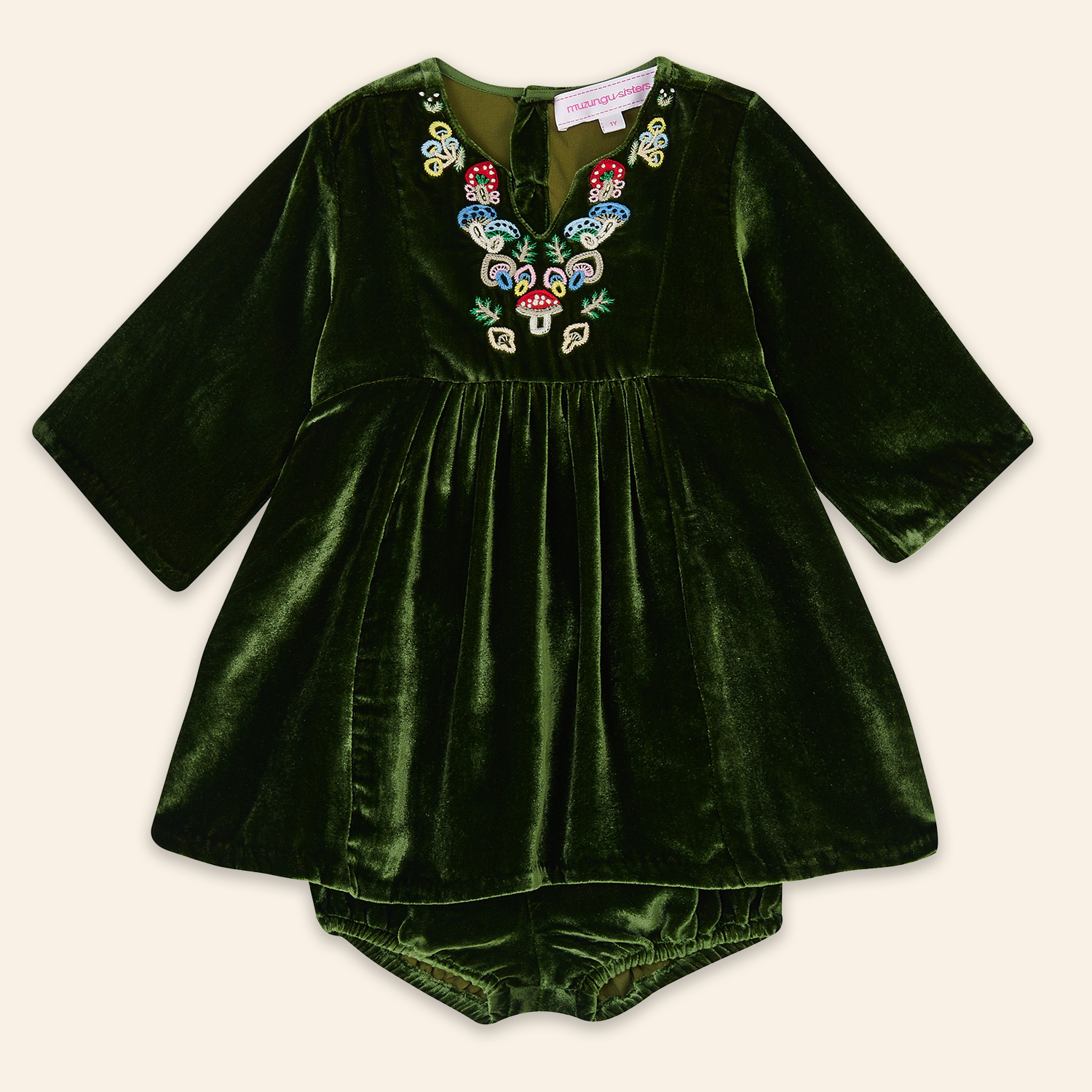 Kids Mia Dress Green Velvet