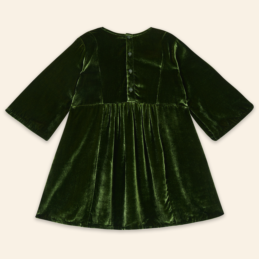 Kids Mia Dress Green Velvet