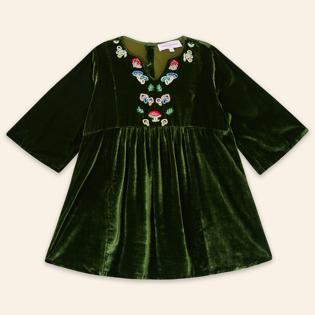 Kids Mia Dress Green Velvet